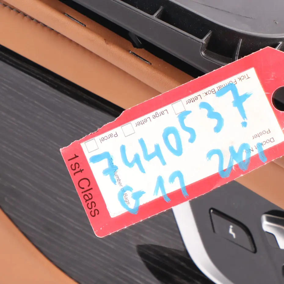 Armrest Headrest Centre Cup Holder Switch Leather Cognac to BMW G11 Rear Seat with Part number 7440537 BMW G11 Rear Seat Armrest Headrest Centre Cup Holder Switch Leather Cognac - SKU 7440537 - Part number 7440537