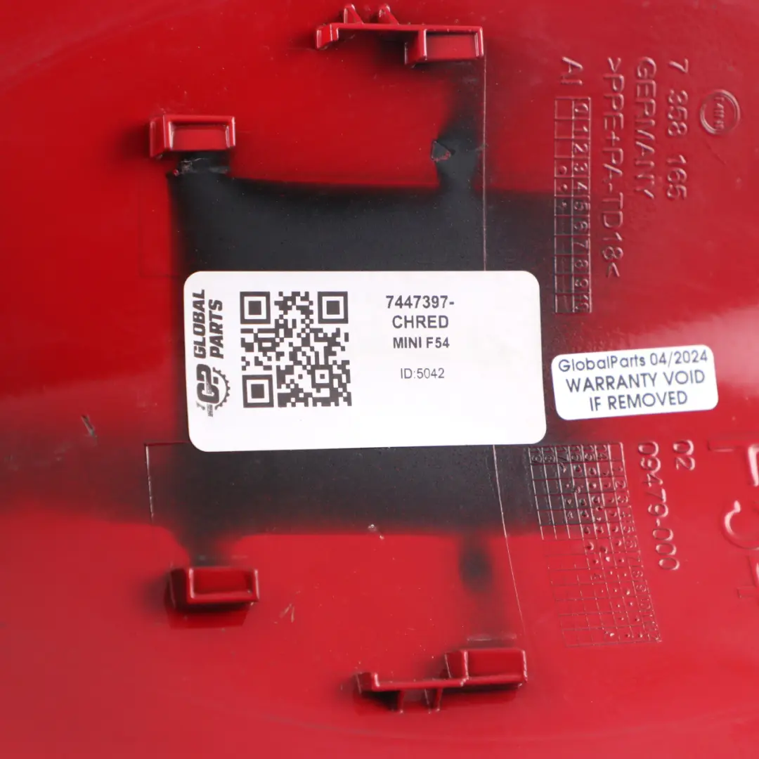 Fill In Flap Cap Chili Red - 851 7358165 to Mini Clubman F54 Fuel Cover with Part number 7447397 Mini Clubman F54 Fuel Cover Fill In Flap Cap Chili Red - 851 7358165 - SKU 7447397-CHRED - Part number 7447397