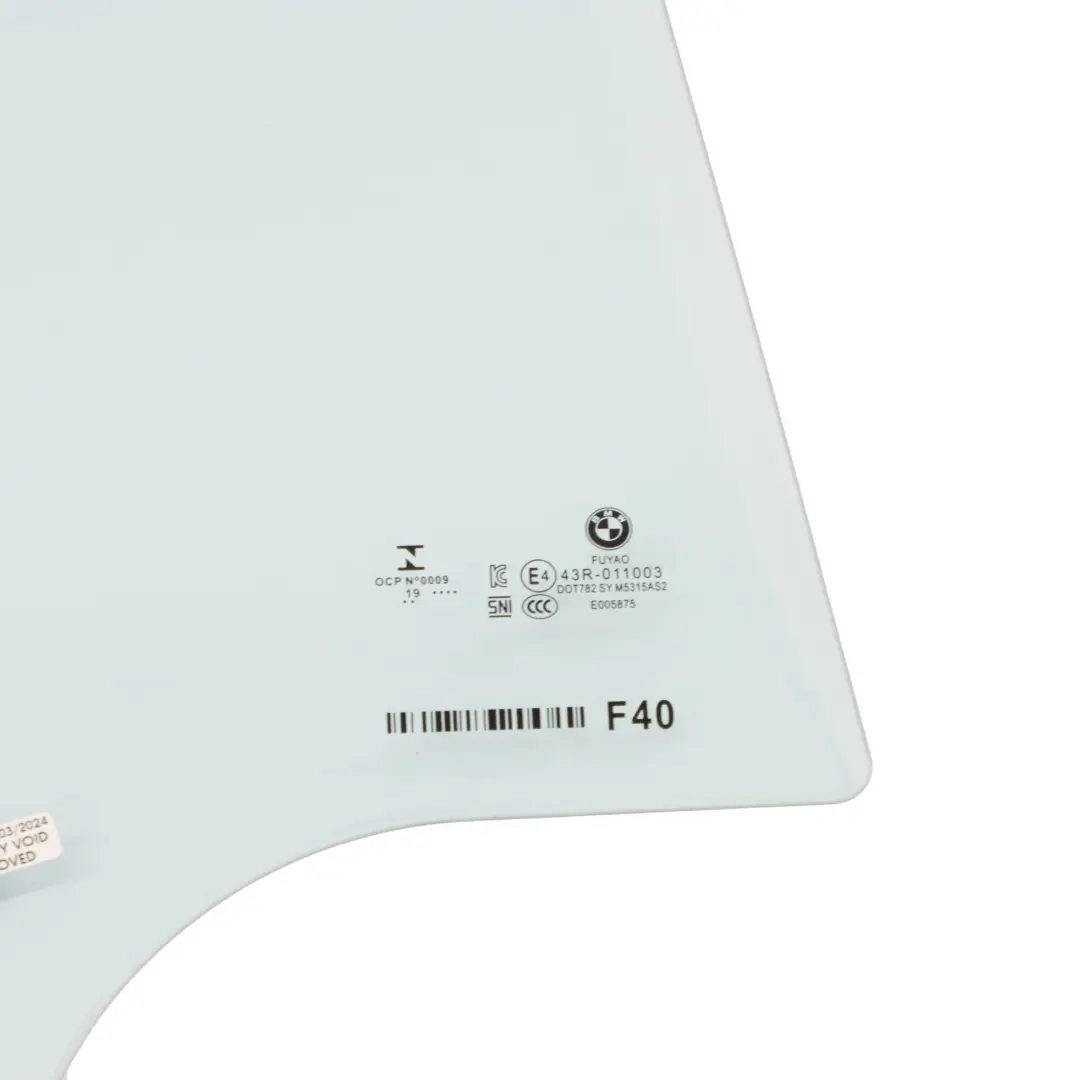 Seitenfenster Tür hinten rechts Verglasung Glas Grün AS2 für BMW F40 mit Teilenummer 7448062 BMW F40 Seitenfenster Tür hinten rechts Verglasung Glas Grün AS2 - SKU 7448062-1 - Teilenummer 7448062