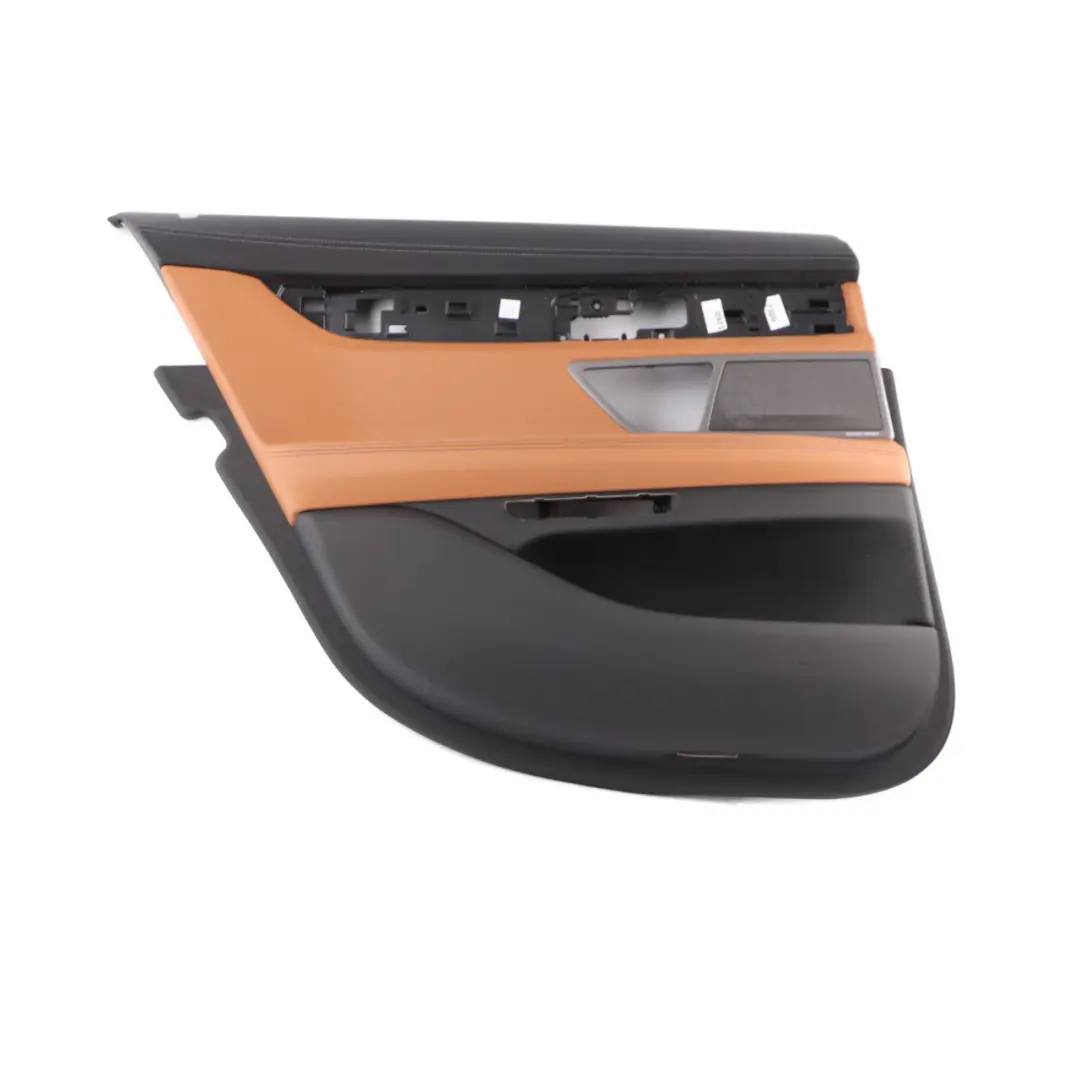 Door Card Rear Left N/S Lining Trim Panel HiFi Leather Cognac Black to BMW G11 with Part number 7448297 BMW G11 Door Card Rear Left N/S Lining Trim Panel HiFi Leather Cognac Black - SKU 7448297 - Part number 7448297