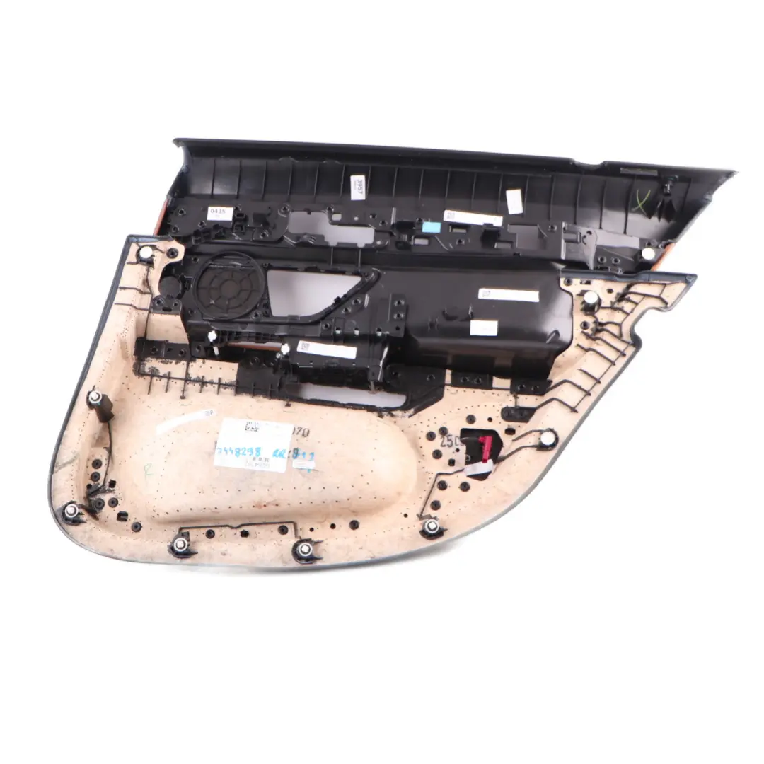Door Card Rear Left N/S Lining Trim Panel HiFi Leather Cognac Black to BMW G11 with Part number 7448297 BMW G11 Door Card Rear Left N/S Lining Trim Panel HiFi Leather Cognac Black - SKU 7448297 - Part number 7448297
