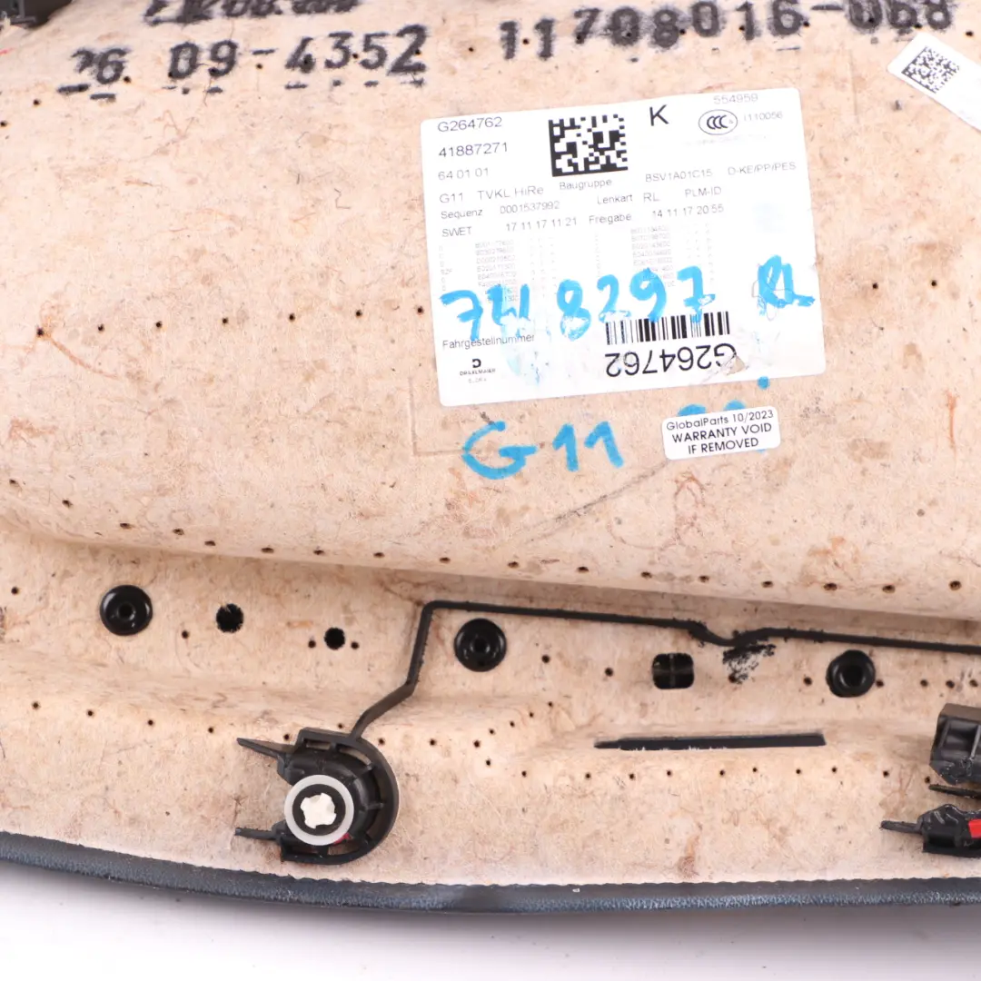 Door Card Rear Left N/S Lining Trim Panel HiFi Leather Cognac Black to BMW G11 with Part number 7448297 BMW G11 Door Card Rear Left N/S Lining Trim Panel HiFi Leather Cognac Black - SKU 7448297 - Part number 7448297