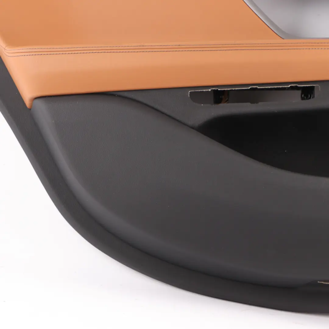 Door Card Rear Left N/S Lining Trim Panel HiFi Leather Cognac Black to BMW G11 with Part number 7448297 BMW G11 Door Card Rear Left N/S Lining Trim Panel HiFi Leather Cognac Black - SKU 7448297 - Part number 7448297