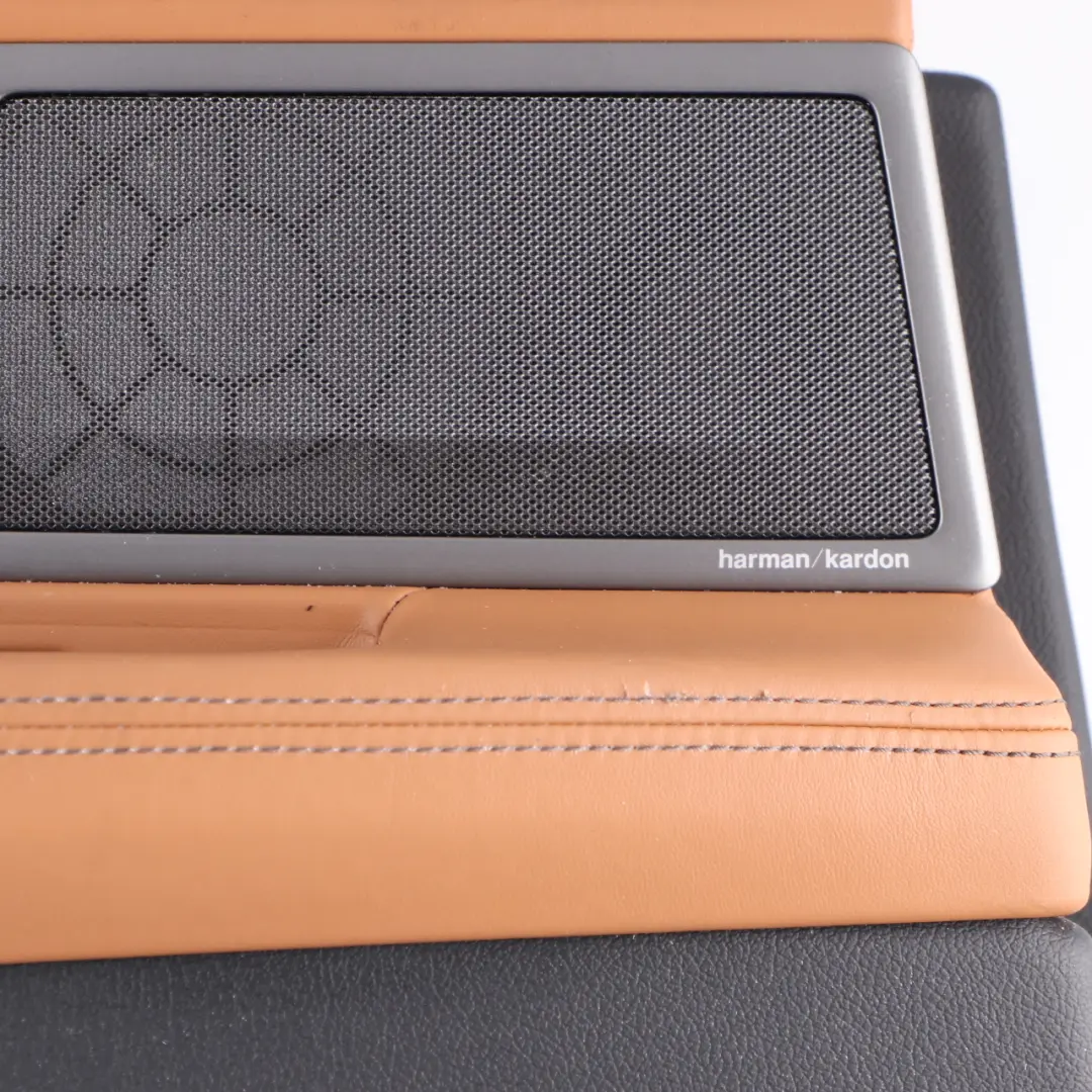 Door Card Rear Left N/S Lining Trim Panel HiFi Leather Cognac Black to BMW G11 with Part number 7448297 BMW G11 Door Card Rear Left N/S Lining Trim Panel HiFi Leather Cognac Black - SKU 7448297 - Part number 7448297