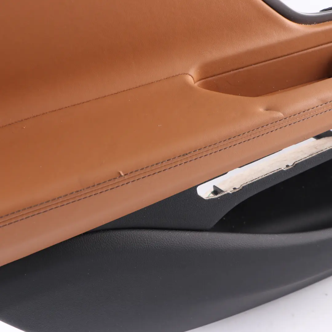 Door Card Rear Left N/S Lining Trim Panel HiFi Leather Cognac Black to BMW G11 with Part number 7448297 BMW G11 Door Card Rear Left N/S Lining Trim Panel HiFi Leather Cognac Black - SKU 7448297 - Part number 7448297