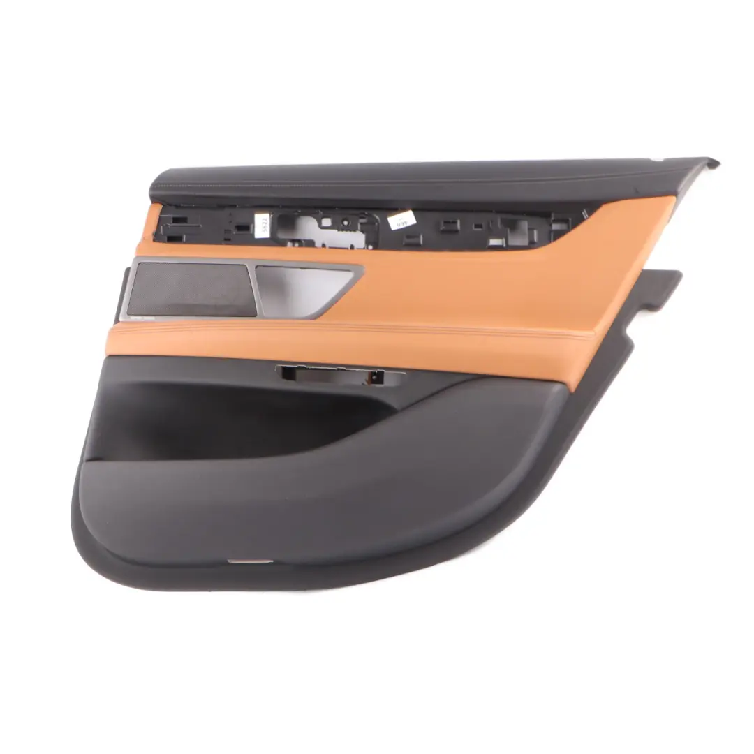 Door Card Rear Right O/S Lining Trim Panel HiFi Leather Cognac Black to BMW G11 with Part number 7448298 BMW G11 Door Card Rear Right O/S Lining Trim Panel HiFi Leather Cognac Black - SKU 7448298 - Part number 7448298