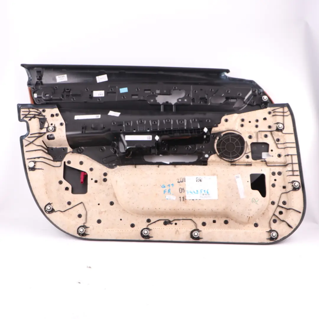 Door Card Front Right O/S Lining Trim Panel HiFi Leather Cognac Black to BMW G11 with Part number 7448516 BMW G11 Door Card Front Right O/S Lining Trim Panel HiFi Leather Cognac Black - SKU 7448516 - Part number 7448516
