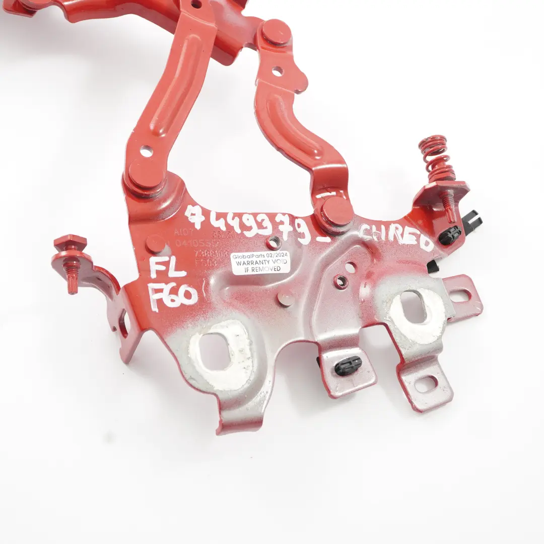 Charnière capot avant gauche Rouge Chili - 851 7388103 pour Mini Countryman F60 à propos du numéro de pièce 7449379 Mini Countryman F60 Charnière capot avant gauche Rouge Chili - 851 7388103 - SKU 7449379-CHRED - Numéro de pièce 7449379