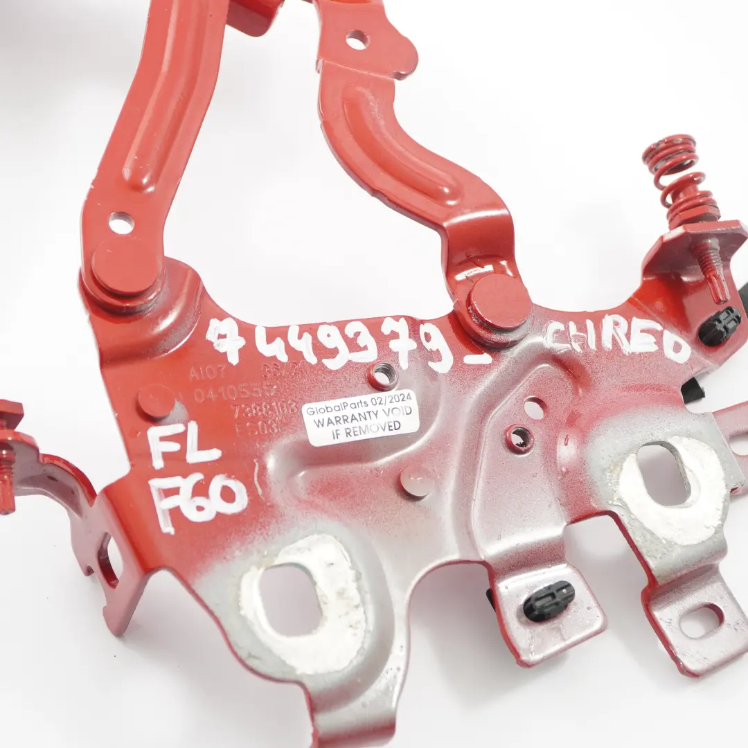 Hood Bonnet Hinge Front Left N/S Chili Red - 851 7388103 to Mini Countryman F60 with Part number 7449379 Mini Countryman F60 Hood Bonnet Hinge Front Left N/S Chili Red - 851 7388103 - SKU 7449379-CHRED - Part number 7449379