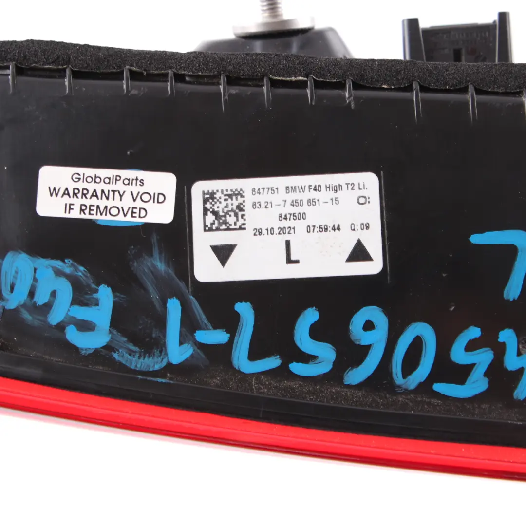 BMW F40 Feu Arrière Gauche Couvercle Coffre Intérieur Feu De Hayon - SKU 7450651 - Numéro de pièce 7450651