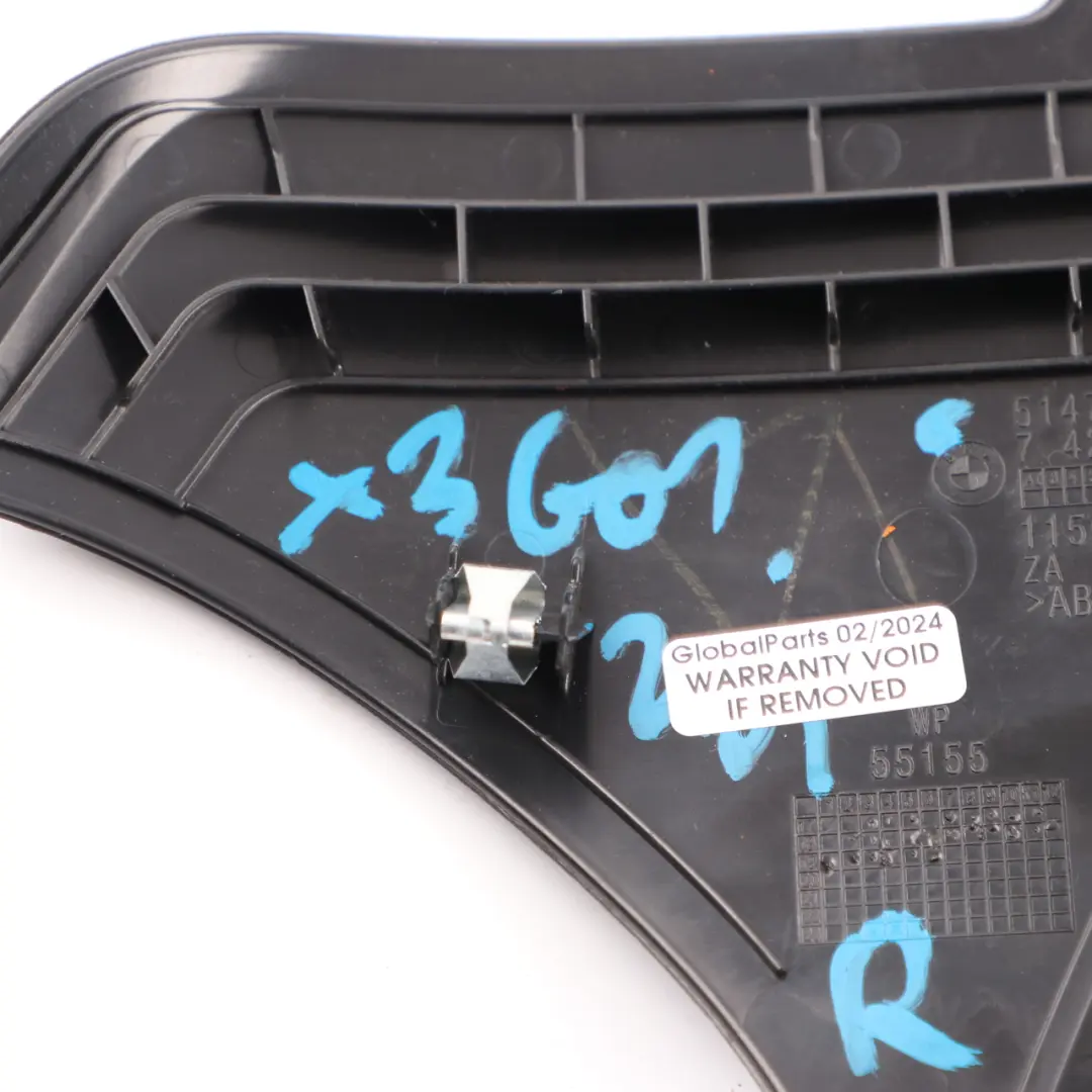 Belt Trim Cover Right O/S Outlet Guide Panel Black 7425826 to BMW X3 G01 Rear Seat with Part number 7450972 BMW X3 G01 Rear Seat Belt Trim Cover Right O/S Outlet Guide Panel Black 7425826 - SKU 7450972 - Part number 7450972