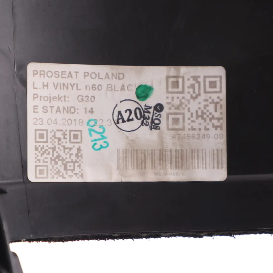 BMW G30 Lateral Trim Side Panel Trasero Izquierdo Asiento Cuero Dakota Negro - SKU 7456249 - Número de pieza 7456249