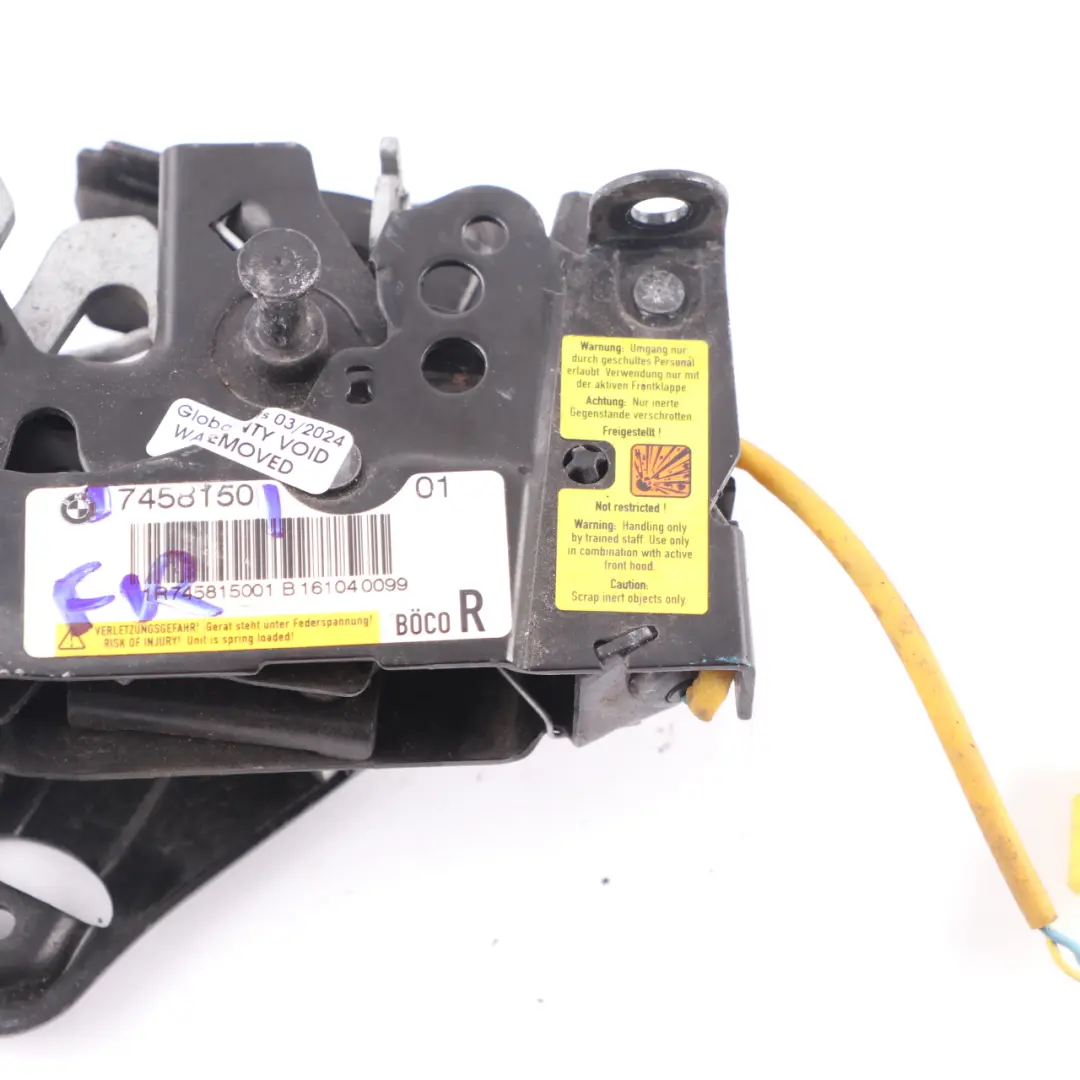 Verrou De Capot Droit Avec Protection Active Piétons pour BMW F10 à propos du numéro de pièce 7458150 BMW F10 Verrou De Capot Droit Avec Protection Active Piétons - SKU 7458150 - Numéro de pièce 7458150