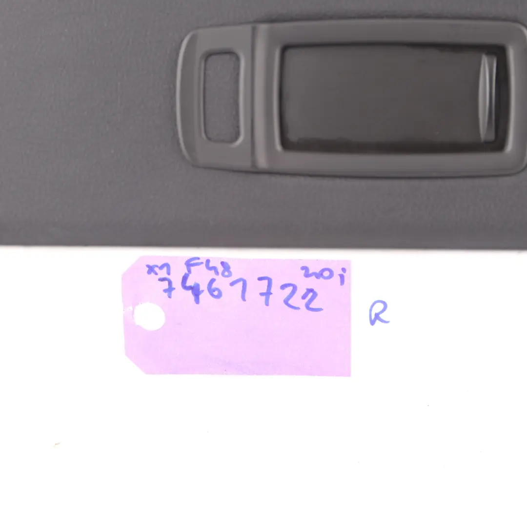Sun Visor Mirror Right O/S Panel Trim Black Leather Sunvisor to BMW X1 F48 with Part number 7461722 BMW X1 F48 Sun Visor Mirror Right O/S Panel Trim Black Leather Sunvisor - SKU 7461722 - Part number 7461722