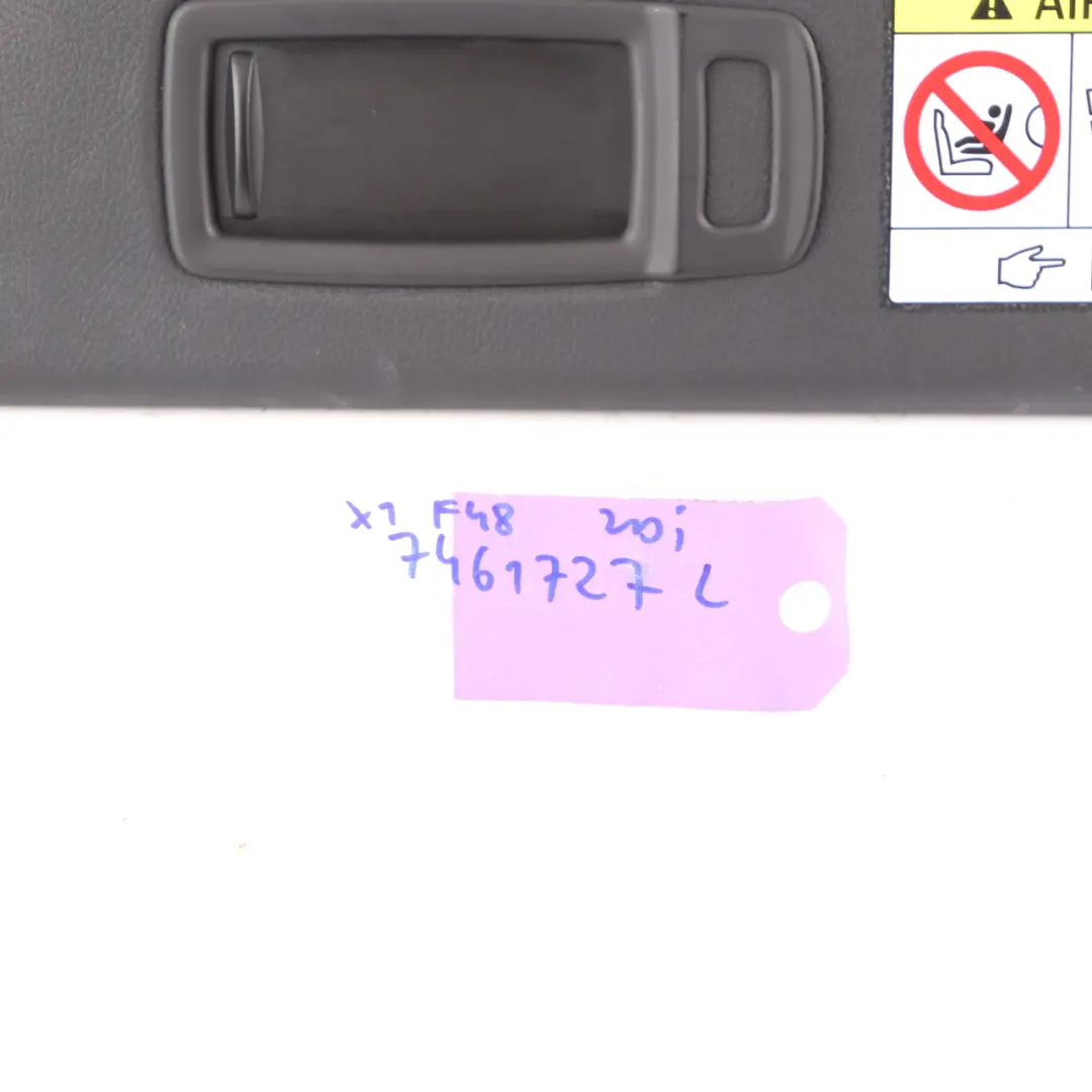 Sun Visor Mirror Left N/S Panel Trim Black Leather Sunvisor to BMW X1 F48 with Part number 7461727 BMW X1 F48 Sun Visor Mirror Left N/S Panel Trim Black Leather Sunvisor - SKU 7461727 - Part number 7461727