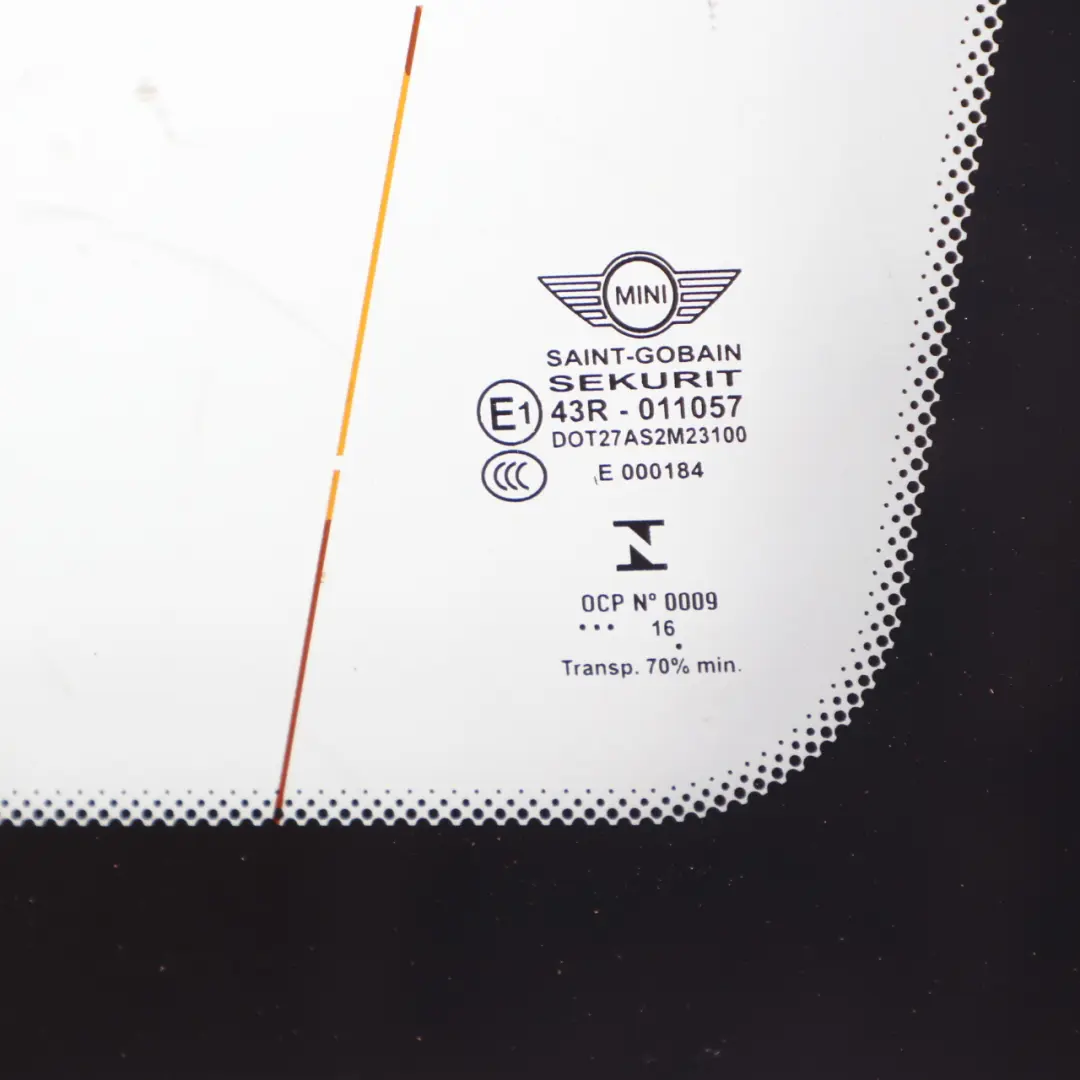 Right O/S Side Glass Quarter Window Glazing AS2 to Mini Clubman F54 Rear with Part number 7466436 Mini Clubman F54 Rear Right O/S Side Glass Quarter Window Glazing AS2 - SKU 7466436 - Part number 7466436