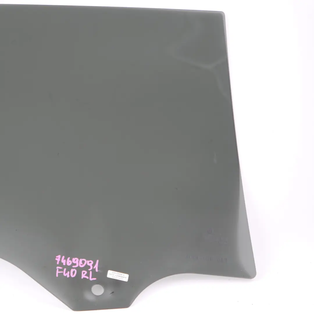 Side Window Door Rear Left N/S Glass Glazing Black Tinted AS3 to BMW F40 with Part number 7469091 BMW F40 Side Window Door Rear Left N/S Glass Glazing Black Tinted AS3 - SKU 7469091 - Part number 7469091