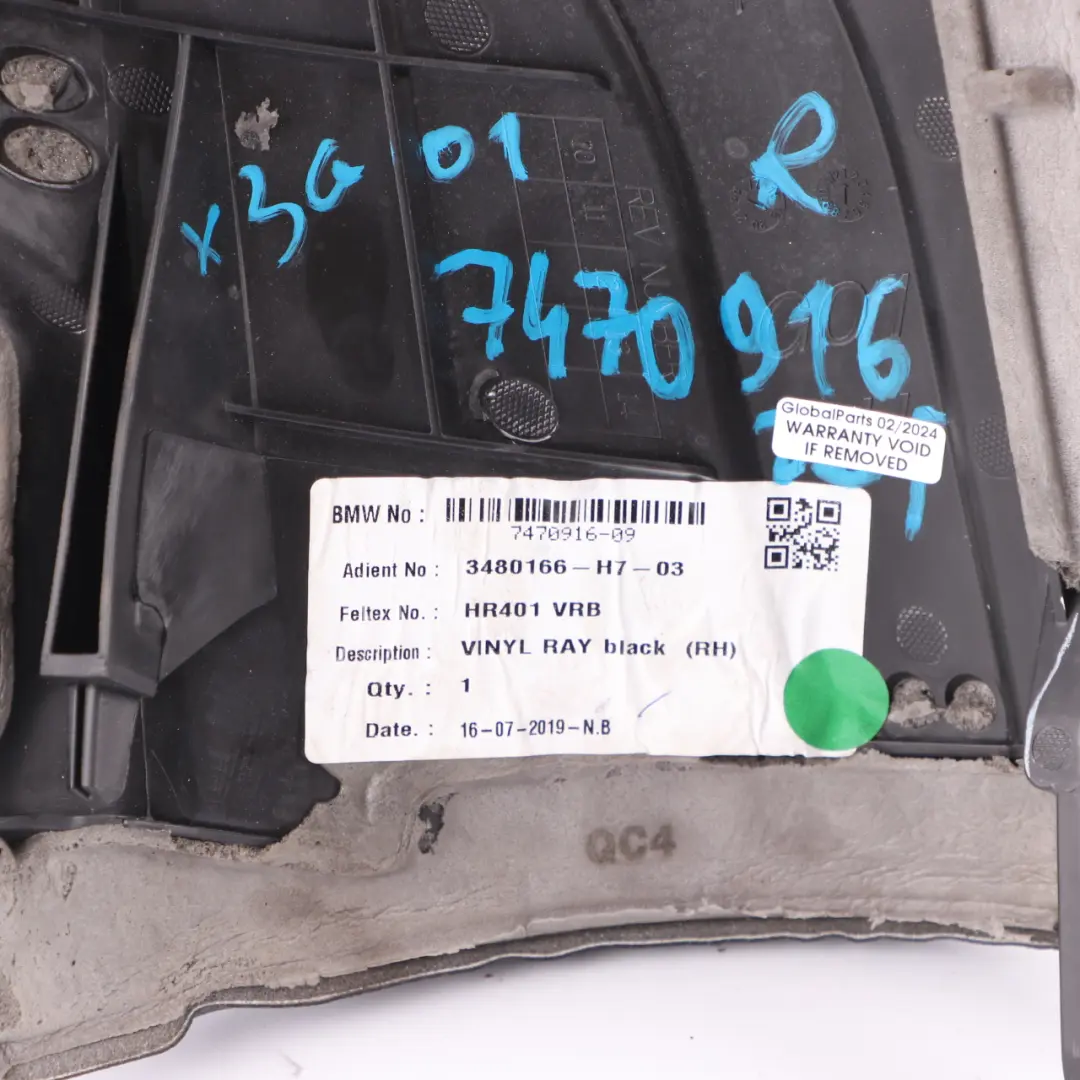 BMW X3 G01 Pokrowiec Boczek Osłona Kanapy Prawa Skóra Czarna - SKU 7470916 - Numer Części 7470916