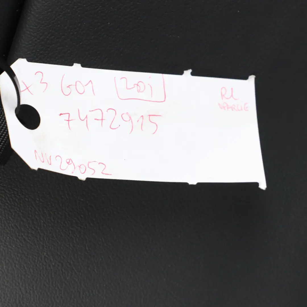 BMW G01 Rear Seat Backrest Left N/S Bench Back Cover Leather Vernasca Black - SKU 7472915 - Part number 7472915