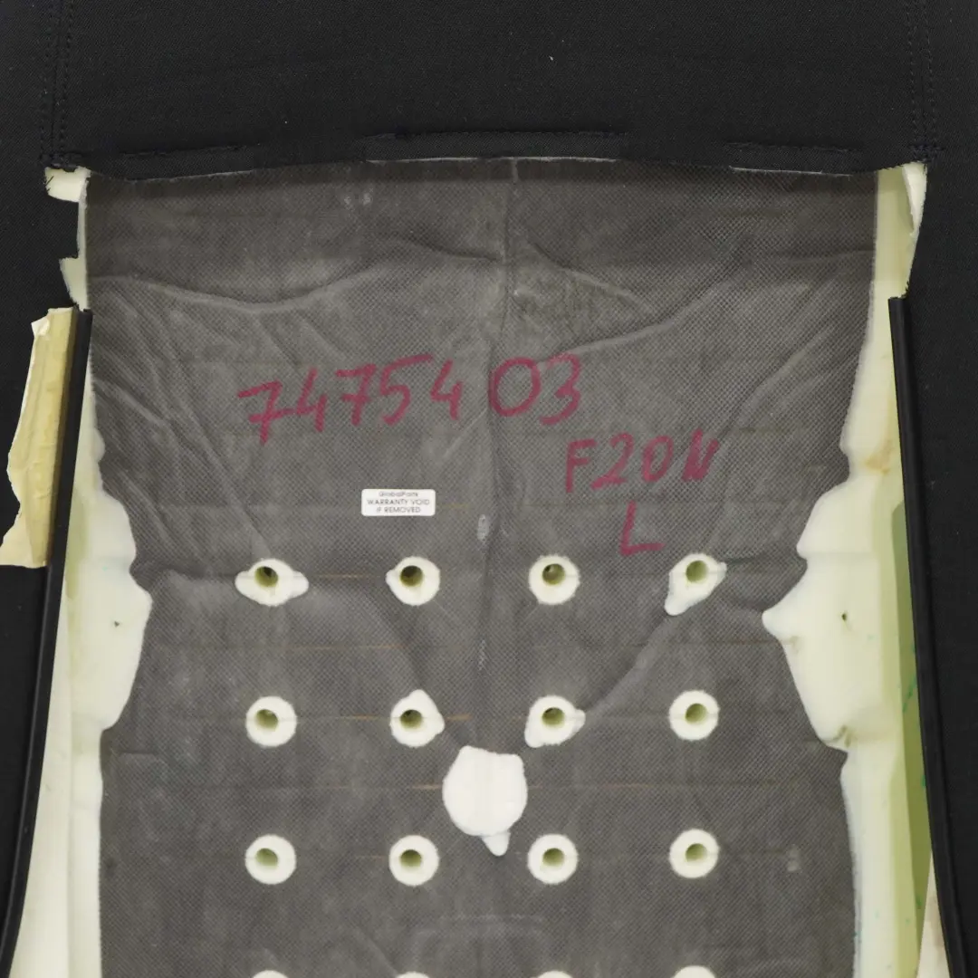 Cubierta Izquierda Gris Antracita Respaldo Asiento Deportivo para BMW F20 F30 LCI con número de pieza 7475403 BMW F20 F30 LCI Cubierta Izquierda Gris Antracita Respaldo Asiento Deportivo - SKU 7475403 - Número de pieza 7475403