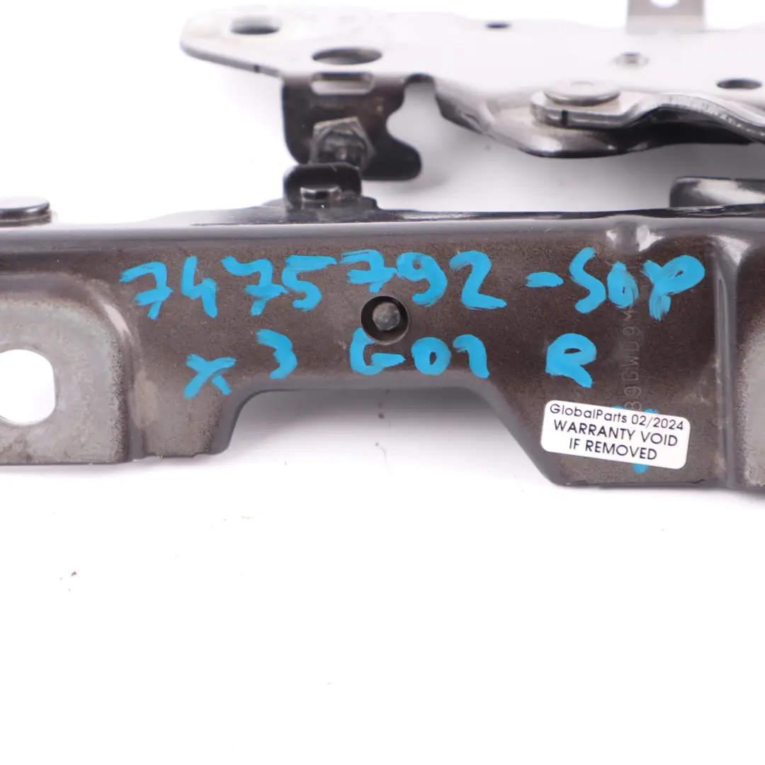 Hood Bonnet Hinge BMW X3 G01 X4 G02 Right Engine Sophisto Grey - A90 to with Part number 7475792 Hood Bonnet Hinge BMW X3 G01 X4 G02 Right Engine Sophisto Grey - A90 - SKU 7475792-SOP - Part number 7475792