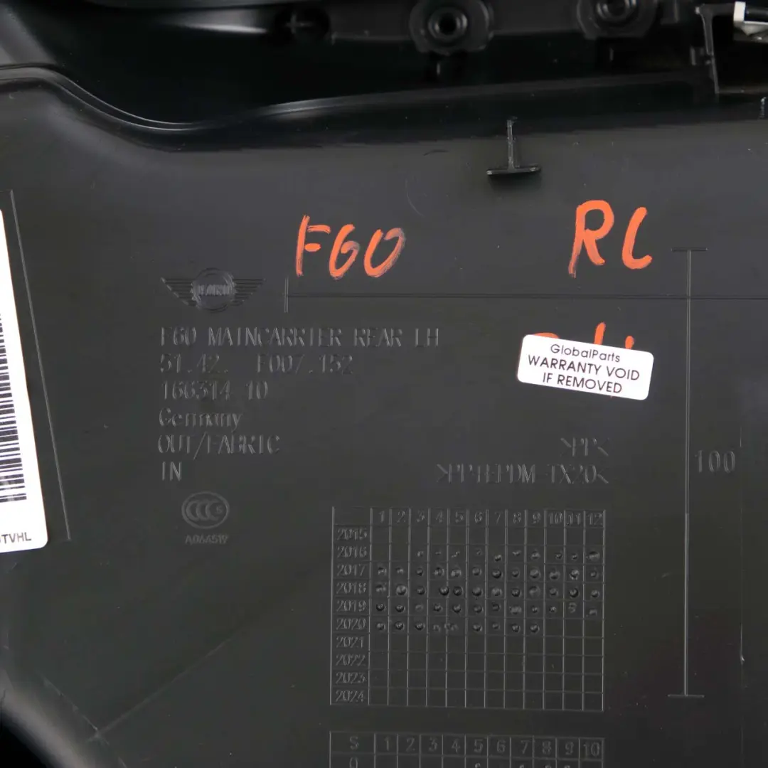 Left N/S Door Card Trim Panel Cover Carbon Black to Mini Countryman F60 Rear with Part number 7476623 Mini Countryman F60 Rear Left N/S Door Card Trim Panel Cover Carbon Black - SKU 7476623 - Part number 7476623