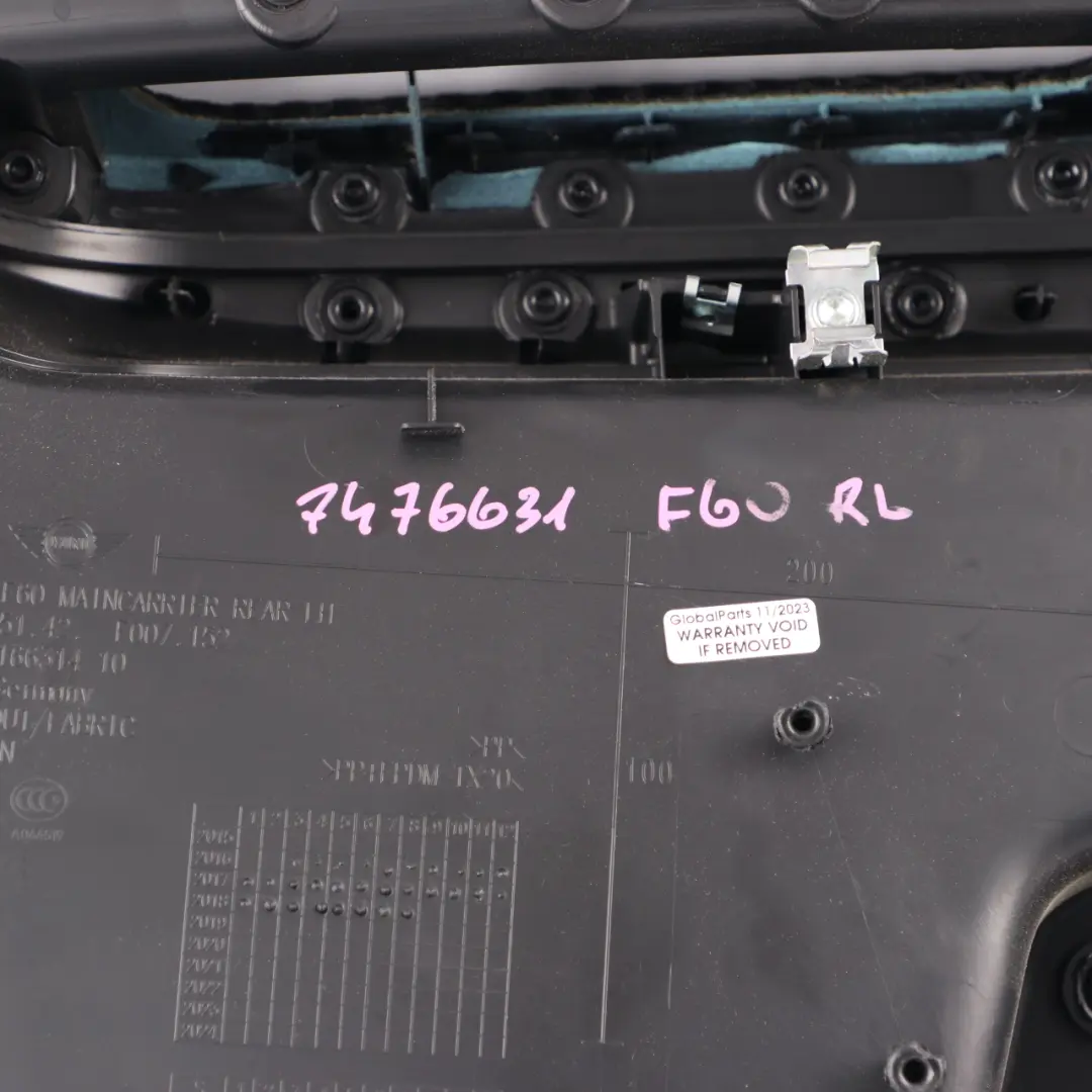 Door Card Rear Left N/S Trim Panel Cover Carbon Black to Mini Countryman F60 with Part number 7476631 Mini Countryman F60 Door Card Rear Left N/S Trim Panel Cover Carbon Black - SKU 7476631 - Part number 7476631