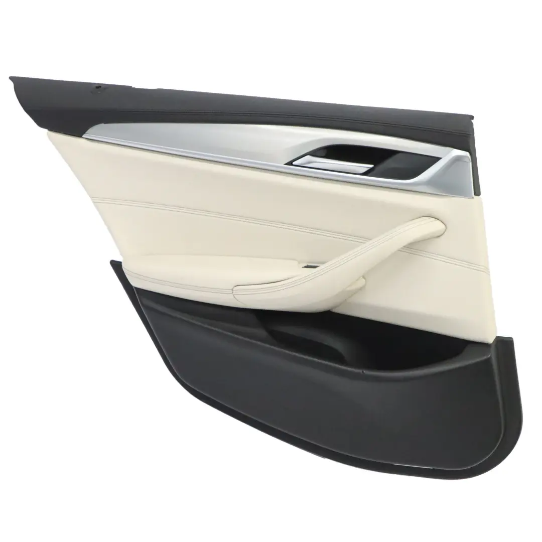 Boczek Drzwi Lewy Tył Biała Skóra do BMW G30 G31 o numerze 7477133 BMW G30 G31 Boczek Drzwi Lewy Tył Biała Skóra - SKU 7477133 - Numer Części 7477133