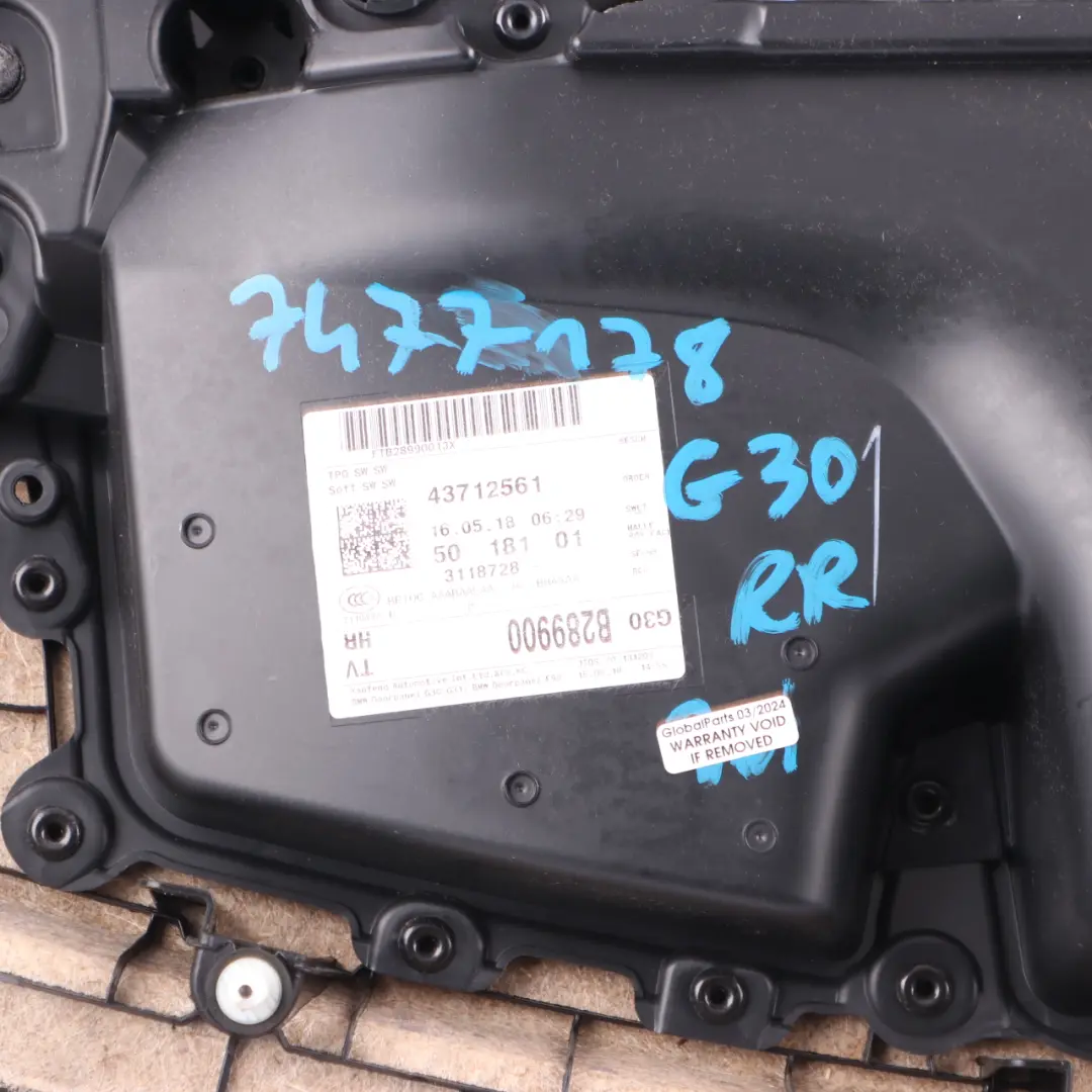 Door Card BMW G30 Rear Right O/S Door Lining Trim Leather Dakota Black to with Part number 7477178 Door Card BMW G30 Rear Right O/S Door Lining Trim Leather Dakota Black - SKU 7477178 - Part number 7477178