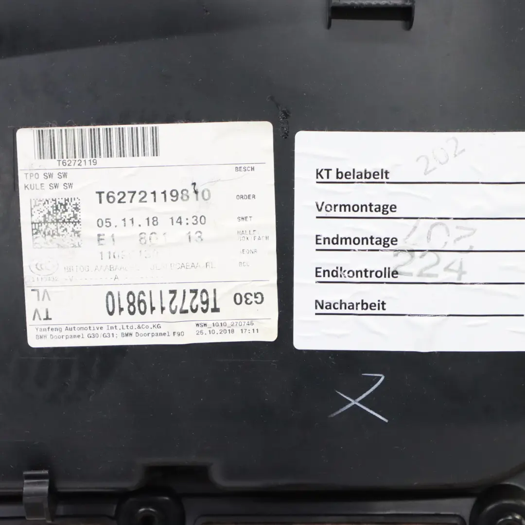 BMW G30 G31 Boczek Drzwi Lewy Przód Biała Skóra - SKU 7478331 - Numer Części 7478331