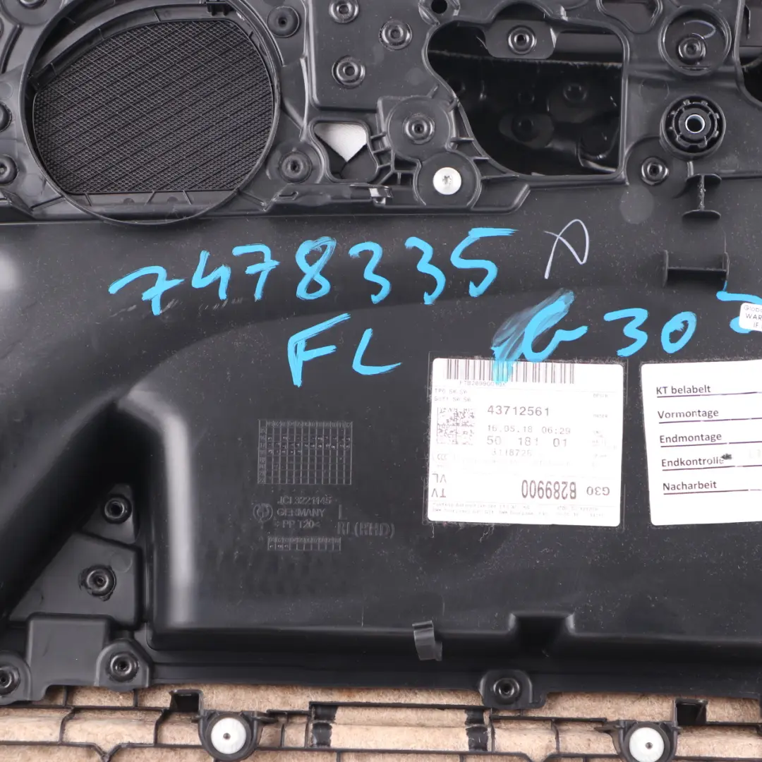 Door Card BMW G30 G31 Front Left N/S Door Lining Trim Leather Black to with Part number 7478335 Door Card BMW G30 G31 Front Left N/S Door Lining Trim Leather Black - SKU 7478335 - Part number 7478335