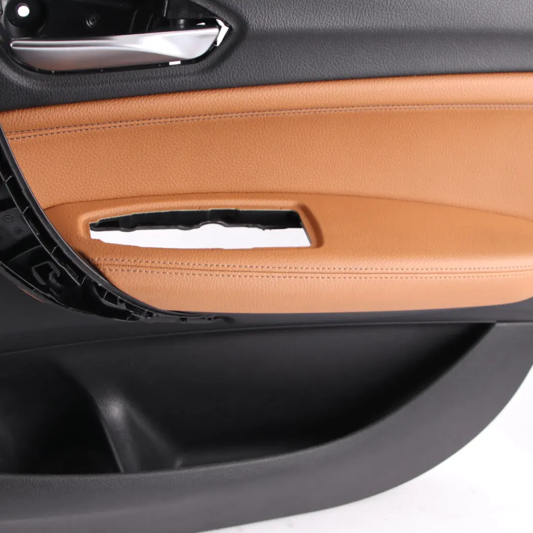 Door Card Trim Front Right O/S Lining Leather Dakota Cognac Brown to BMW F20 with Part number 7482606 BMW F20 Door Card Trim Front Right O/S Lining Leather Dakota Cognac Brown - SKU 7482606 - Part number 7482606