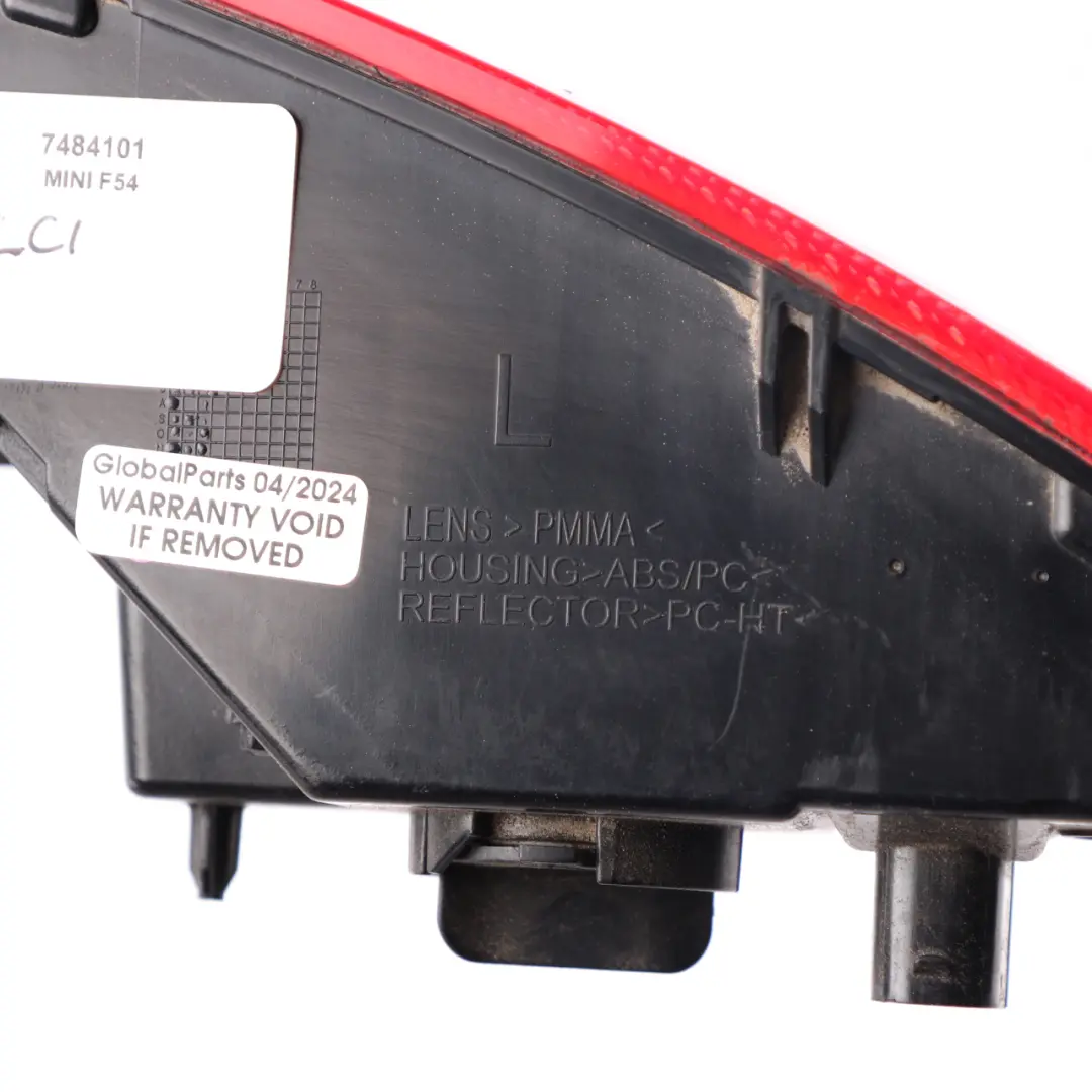 Left N/S Bumper Light Taillight to Mini Clubman F54 LCI Rear with Part number 7484101 Mini Clubman F54 LCI Rear Left N/S Bumper Light Taillight - SKU 7484101 - Part number 7484101