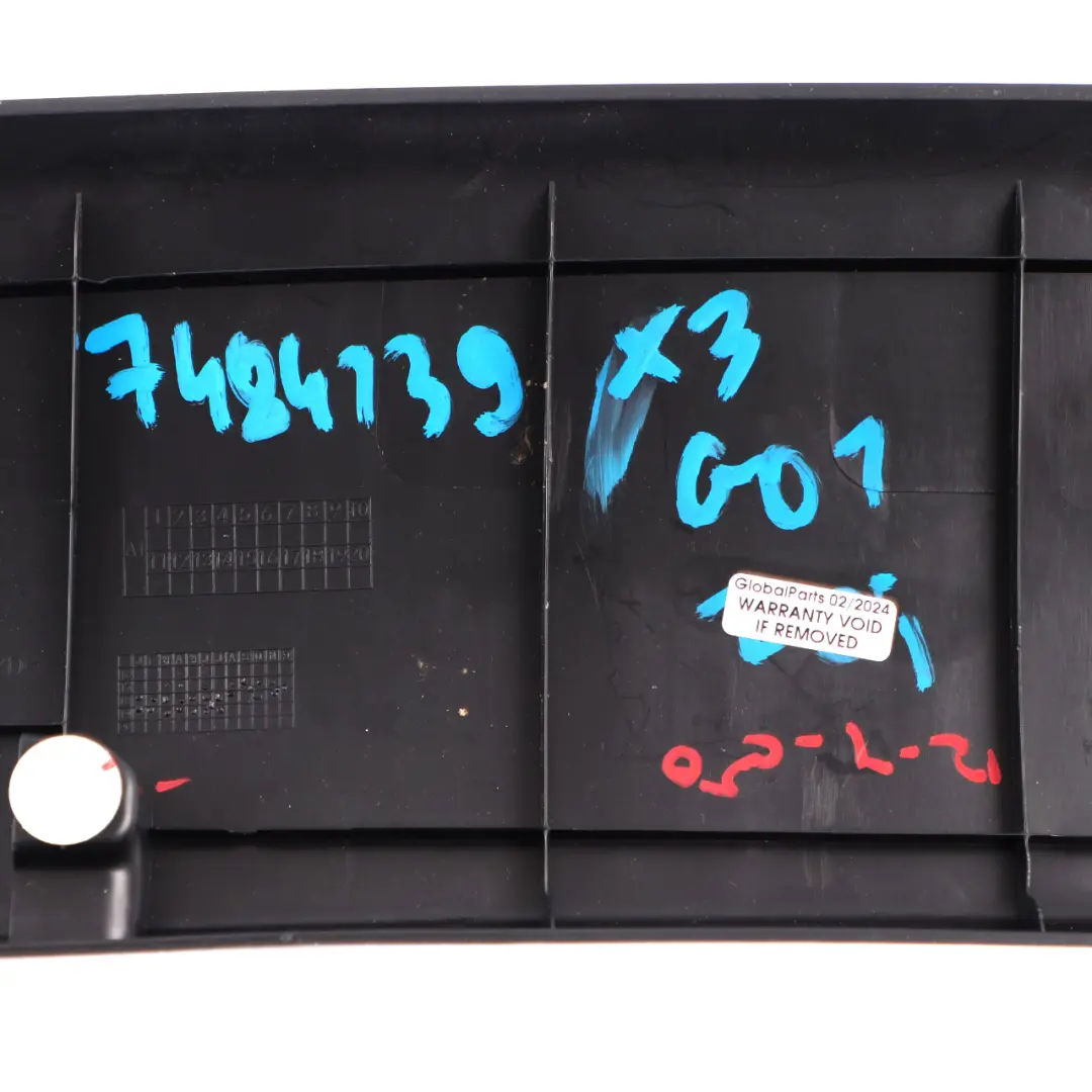 Coperchio del bagagliaio Rivestimento pannello nero per BMW X3 G01 con numero di parte 7484139 BMW X3 G01 Coperchio del bagagliaio Rivestimento pannello nero - SKU 7484139 - Numero di parte 7484139