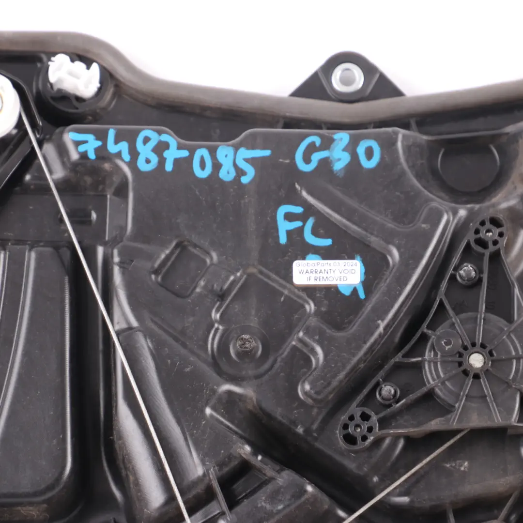 Window Front Left N/S Lifter Regulator Mechanism Carrier Motor to BMW G30 with Part number 7487085 BMW G30 Window Front Left N/S Lifter Regulator Mechanism Carrier Motor - SKU 7487085 - Part number 7487085