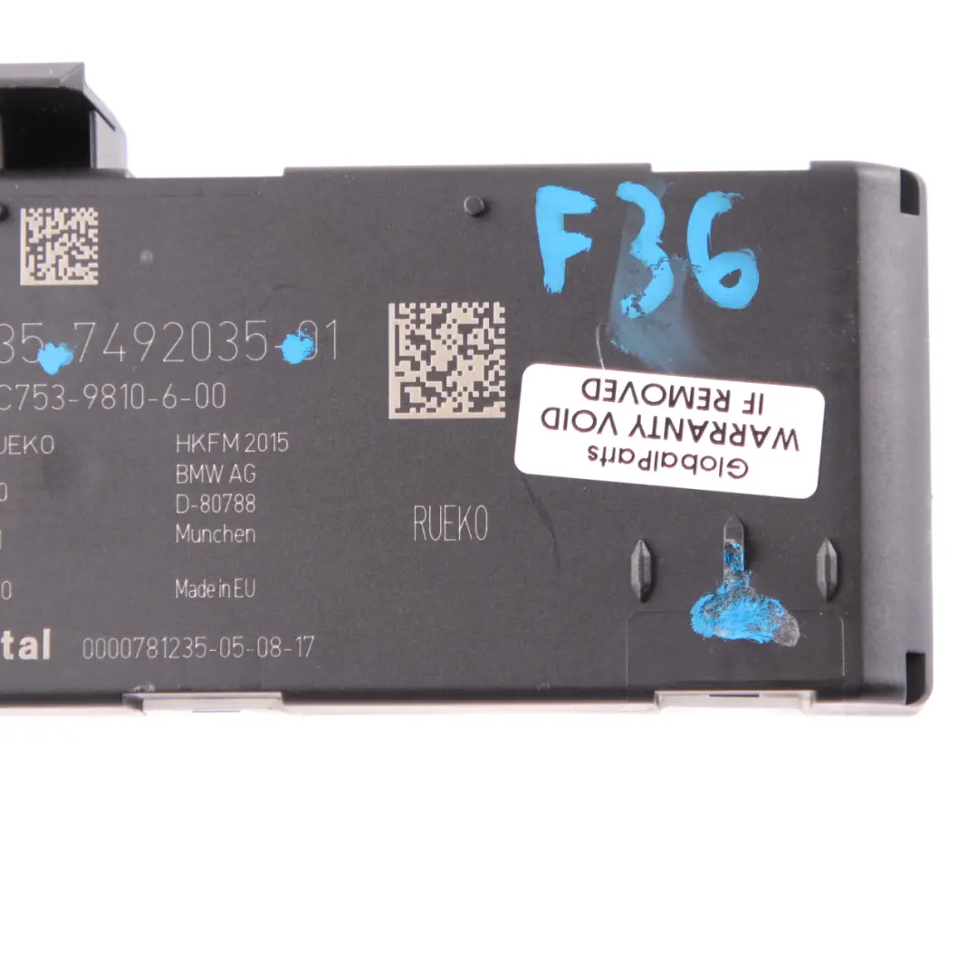 Lift Module BMW F31 F36 Mini F60 Trunk Control Unit Rear ECU to Tailgate with Part number 7492035 Tailgate Lift Module BMW F31 F36 Mini F60 Trunk Control Unit Rear ECU - SKU 7492035 - Part number 7492035