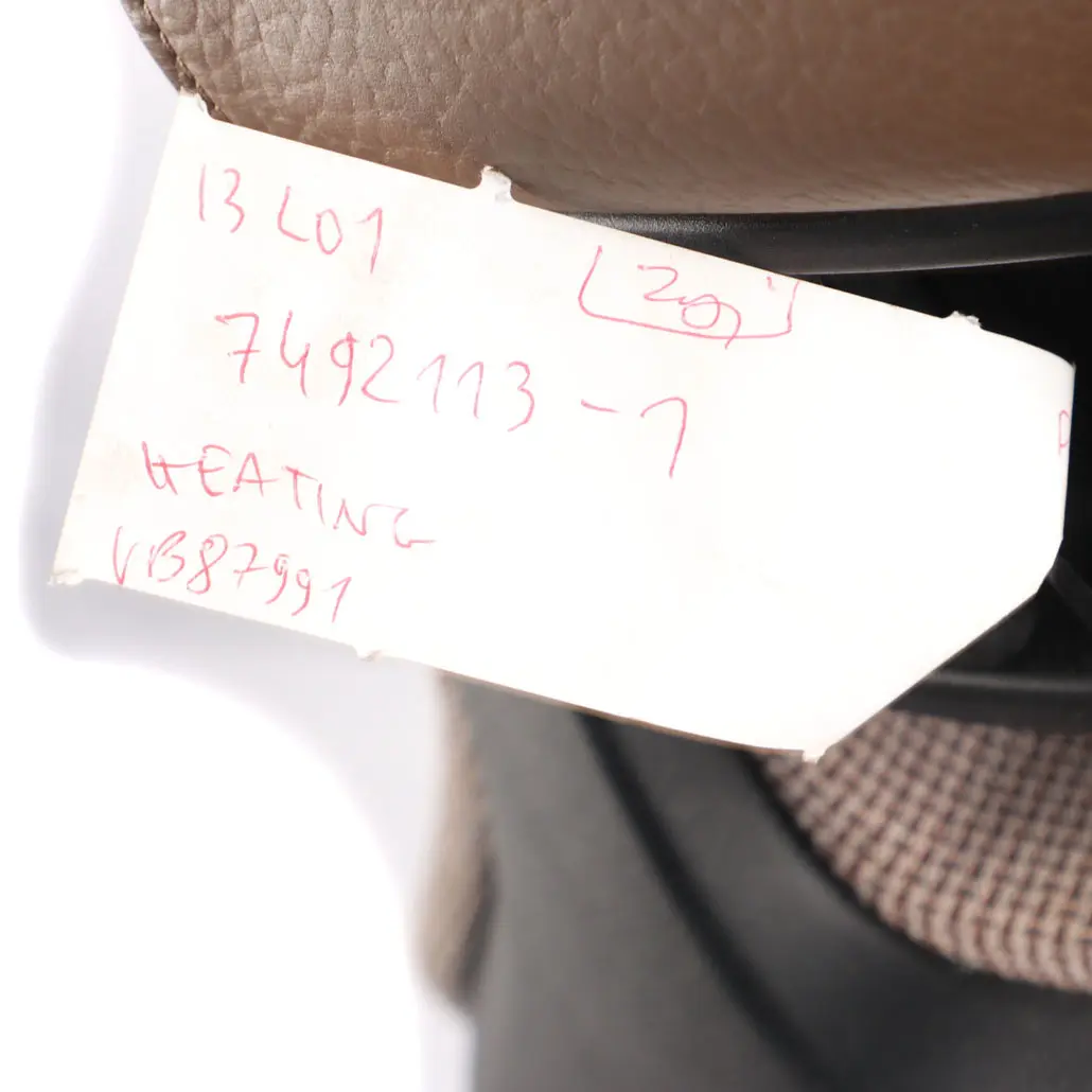 Front Seat BMW i3 I01 Left N/S Heated Wool Genuine Leather Solaric Brown to with Part number 7492113 Front Seat BMW i3 I01 Left N/S Heated Wool Genuine Leather Solaric Brown - SKU 7492113-1 - Part number 7492113