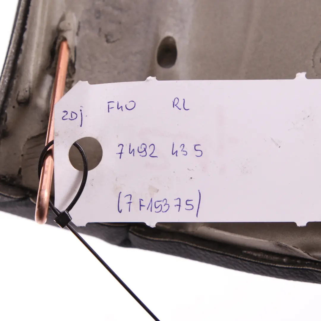 Finisher Left N/S Bench Side Lateral Cover Black Leather to BMW F40 Rear Seat with Part number 7492435 BMW F40 Rear Seat Finisher Left N/S Bench Side Lateral Cover Black Leather - SKU 7492435 - Part number 7492435