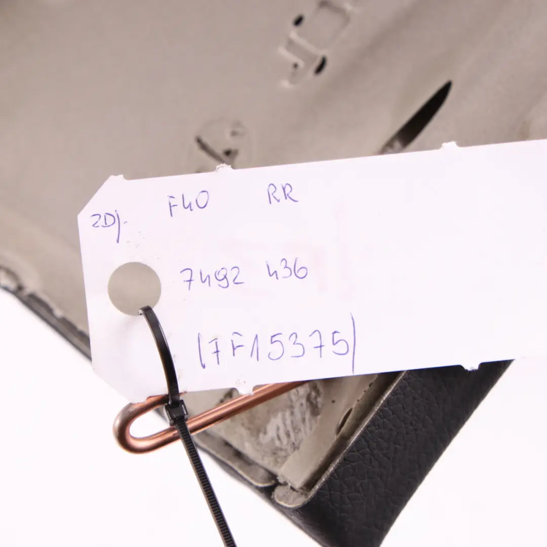 Finisher Right O/S Bench Side Lateral Cover Black Leather to BMW F40 Rear Seat with Part number 7492436 BMW F40 Rear Seat Finisher Right O/S Bench Side Lateral Cover Black Leather - SKU 7492436 - Part number 7492436