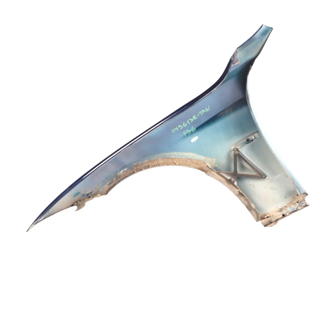 Front Right Wing Fender Side Panel O/S Tanzanite Blue Metallic - X10 to BMW F36 LCI with Part number 7496138 BMW F36 LCI Front Right Wing Fender Side Panel O/S Tanzanite Blue Metallic - X10 - SKU 7496138-TAN - Part number 7496138