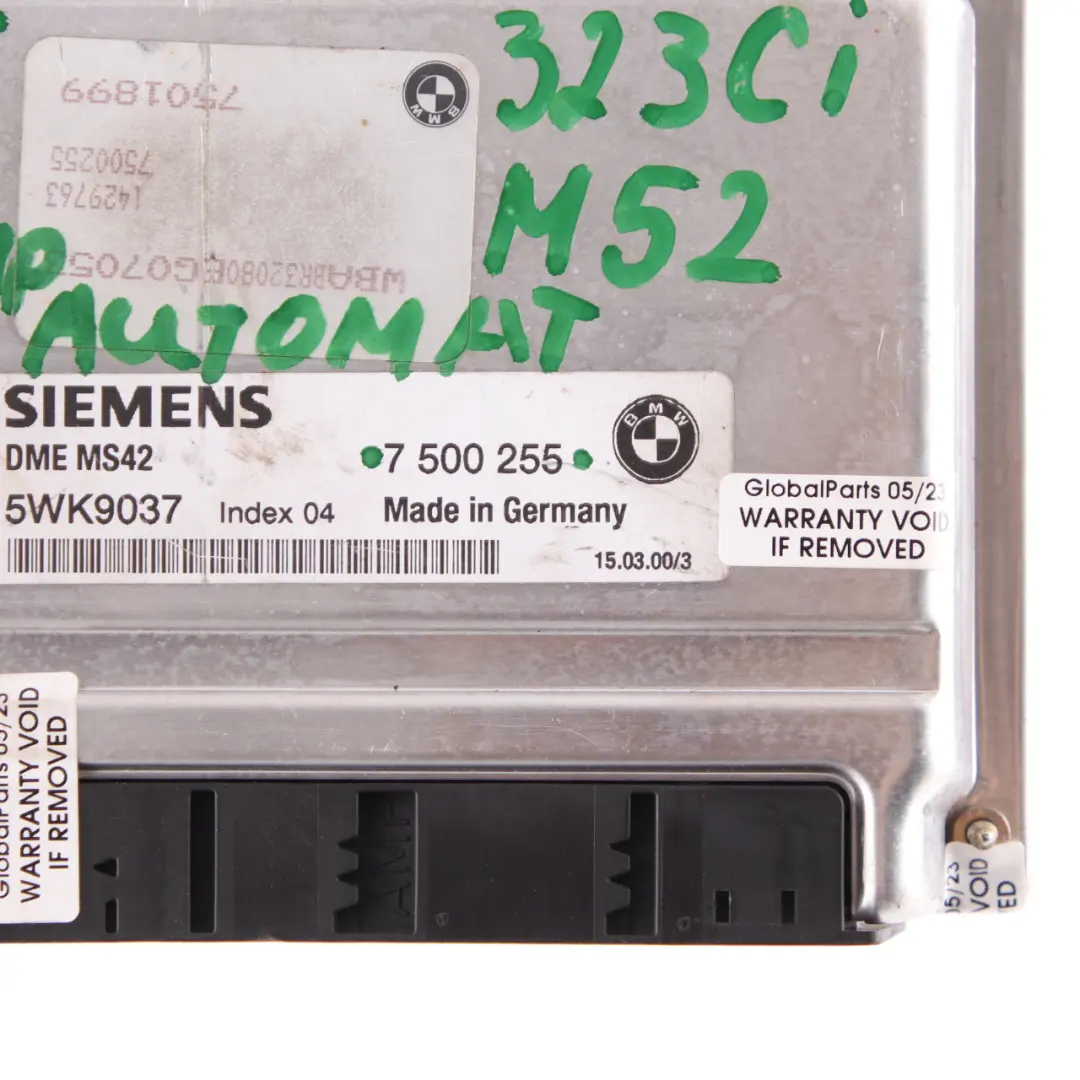 BMW E39 523i E46 323Ci M52 170HP Motore Modulo ECU DME Automatico - SKU 7500255 - Numero di parte 7500255