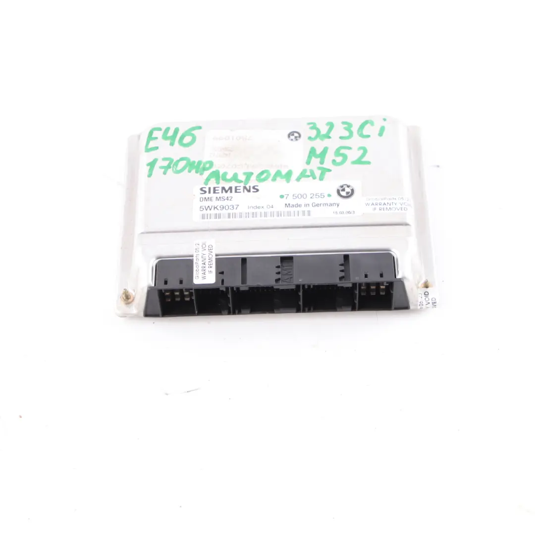 BMW E39 523i E46 323Ci M52 170HP Engine ECU Module DME Automatic - SKU 7500255 - Part number 7500255