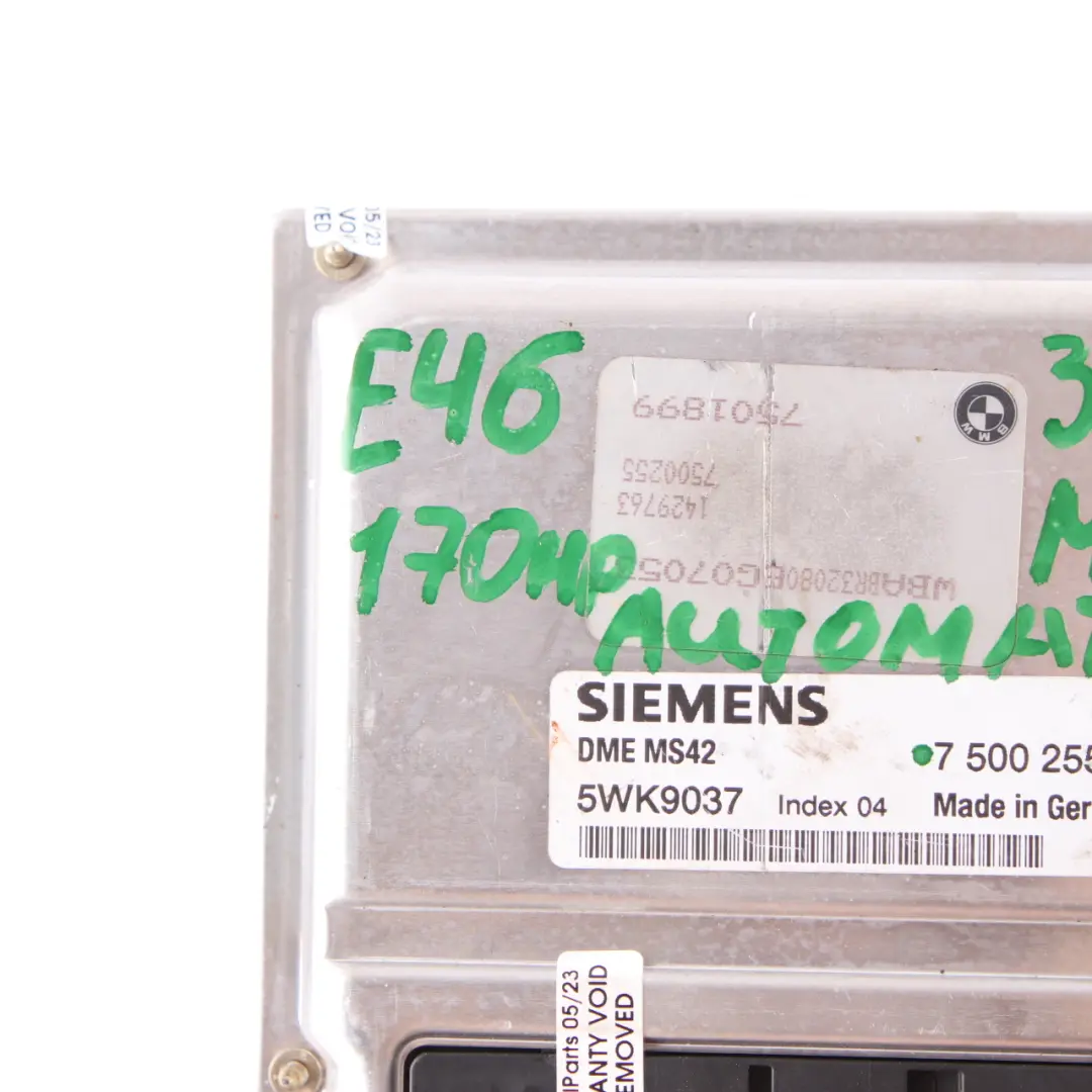 323Ci M52 170HP Motore Modulo ECU DME Automatico per BMW E39 523i E46 con numero di parte 7500255 BMW E39 523i E46 323Ci M52 170HP Motore Modulo ECU DME Automatico - SKU 7500255 - Numero di parte 7500255