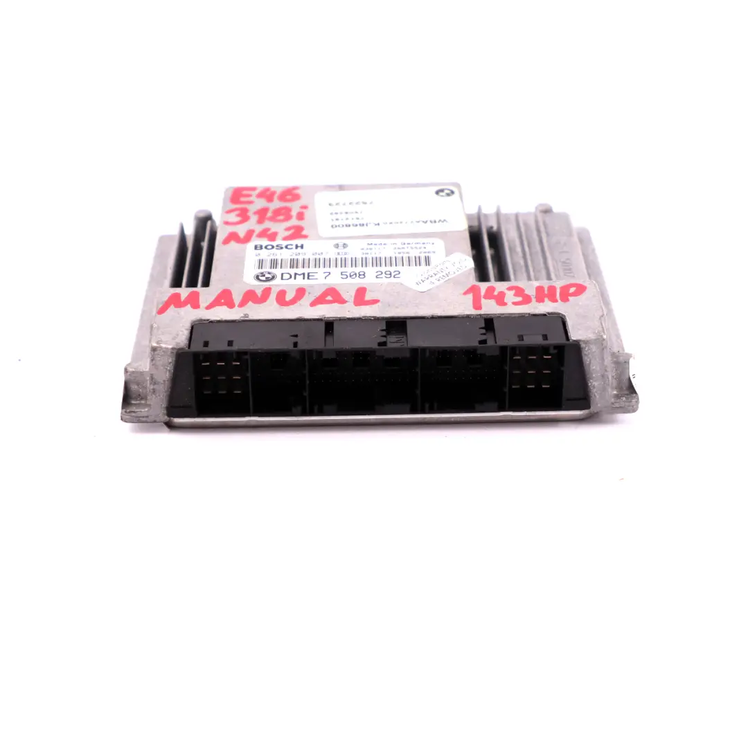 Reihe E46 318i Benzin N42 Grundsteuergerät DME Schaltgetriebe für BMW 3 mit Teilenummer 7508292 BMW 3 Reihe E46 318i Benzin N42 Grundsteuergerät DME Schaltgetriebe - SKU 7508292 - Teilenummer 7508292