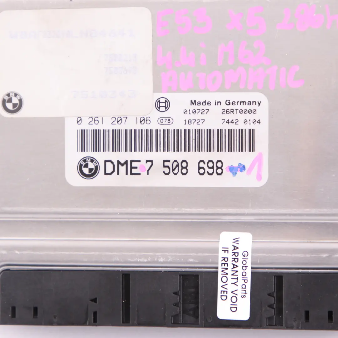 4.4i M62 286HP Motore ECU Kit DME EWS3 Chiave Automatica per BMW E53 con numero di parte 7508698 BMW E53 4.4i M62 286HP Motore ECU Kit DME EWS3 Chiave Automatica - SKU 7508698-1 - Numero di parte 7508698