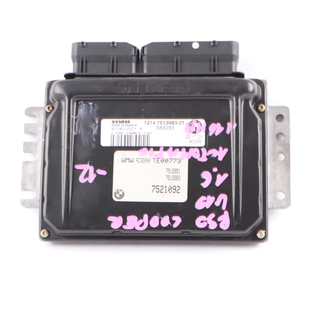 Mini Cooper R50 Motor W10 116PS Steuergerät EWS + Schlüssel Manual - SKU 7513983-1 - Teilenummer 7513983