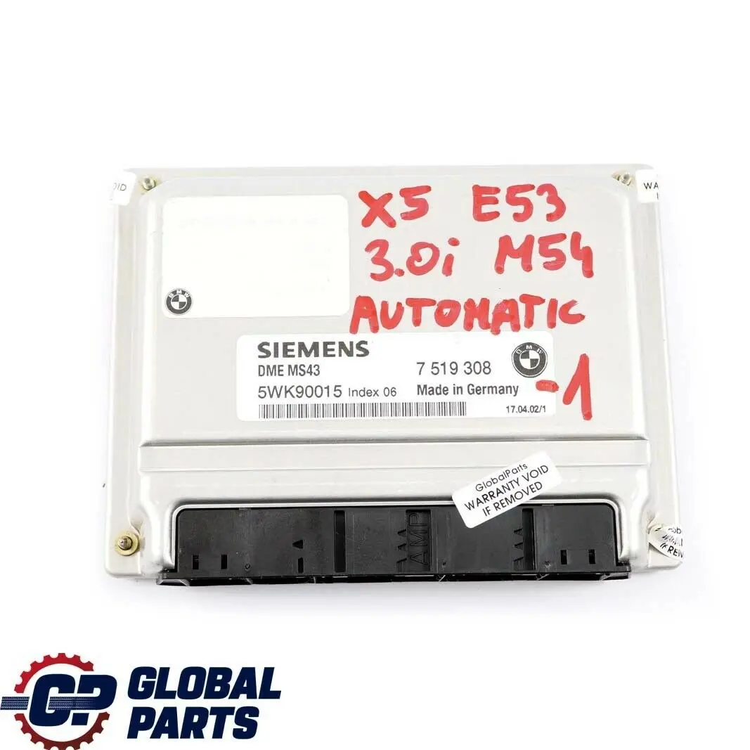 Kit ECU Moteur DME EWS3 3.0i M54 231HP Clé Automatique BMW X5 E53 - SKU 7519308-1 - Numéro de pièce 7519308