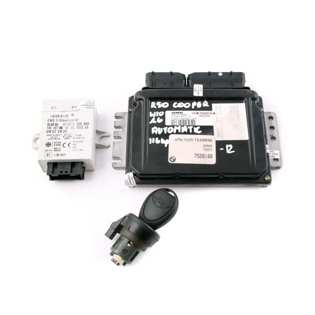 116HP Engine ECU Kit DME + EWS3 + Key Automatic MINI Cooper R50 W10 - SKU 7520019-12 - Part number 7520019