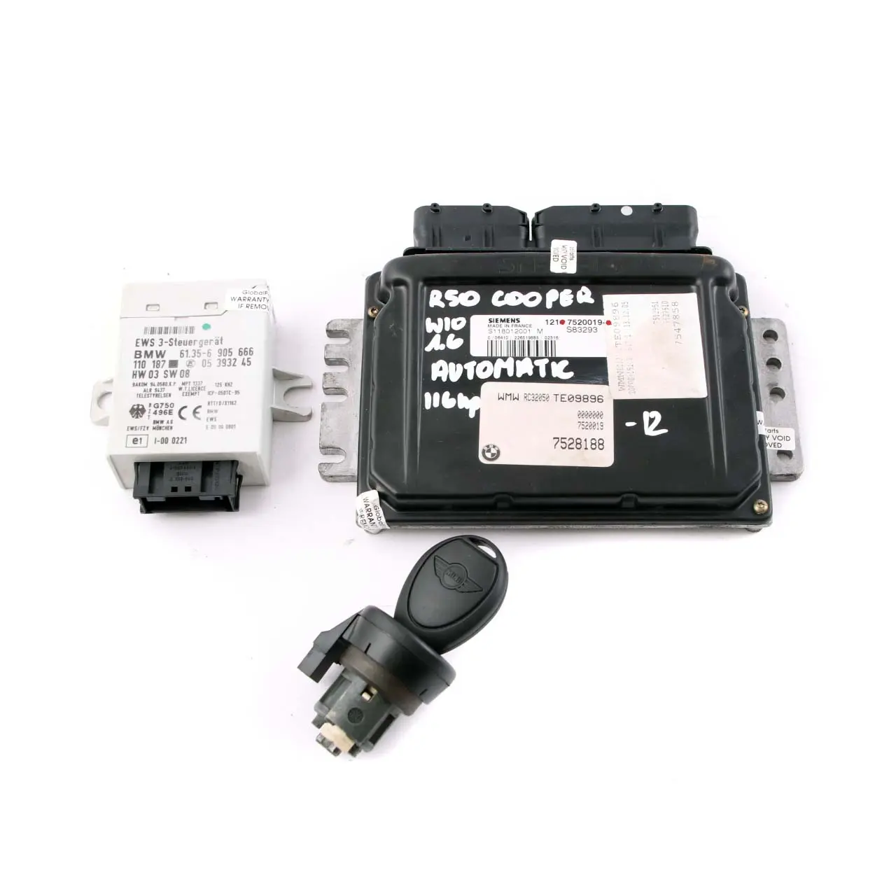 MINI Cooper R50 W10 116HP Engine ECU Kit DME 7520019 + EWS3 + Key Automatic