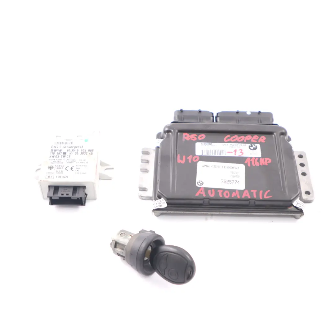 MINI Cooper R50 W10 116HP Engine ECU Kit DME + EWS3 + Key Automatic - SKU 7520019-13 - Part number 7520019